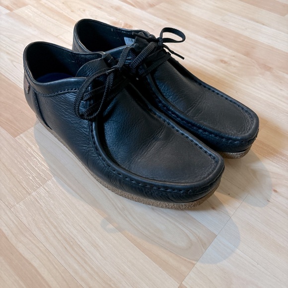 Clarks Shacre II Run black leather moc toe shoe - Picture 1 of 4